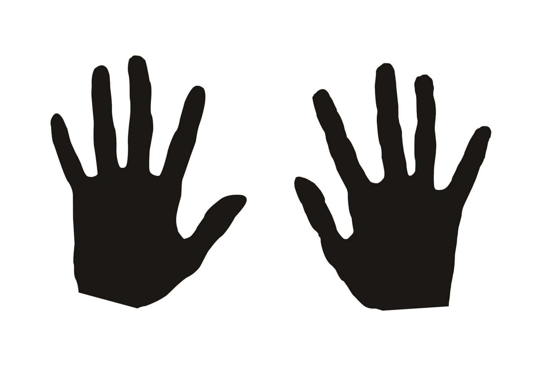 Two black hand silhouettes developed as a gesture study.