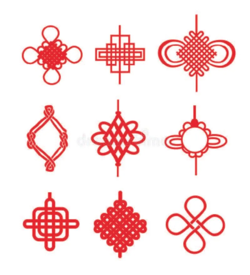 Traditional Chinese knots, reference for rope weaving in installation.