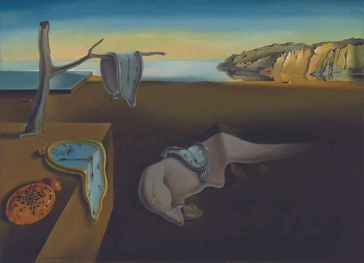 Surrealist painting with melting clocks.