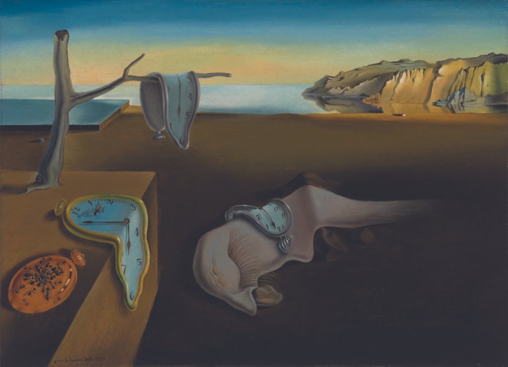 Surrealist painting with melting clocks. 融化的时钟的超现实主义绘画。