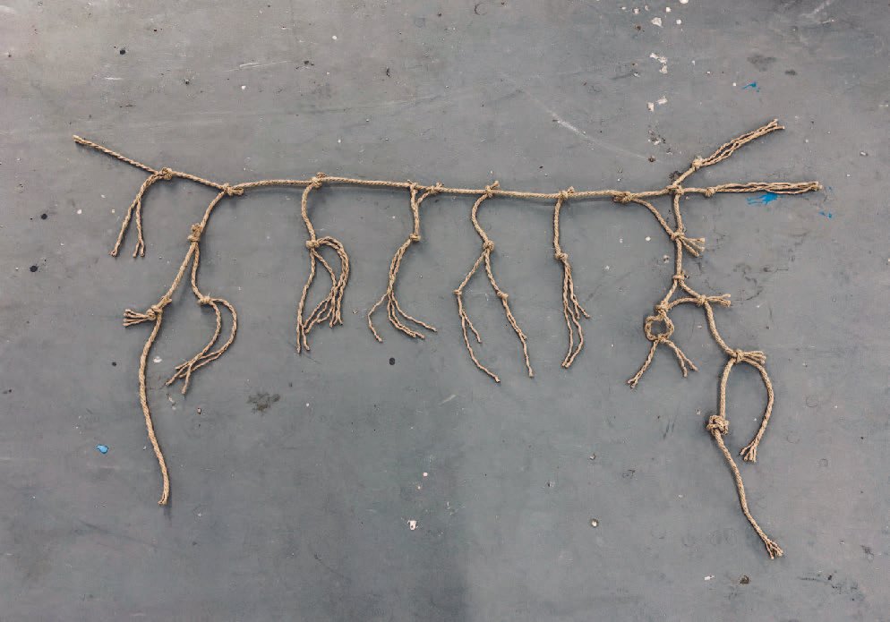 Rough jute knots forming a darker, more grounded visual line.